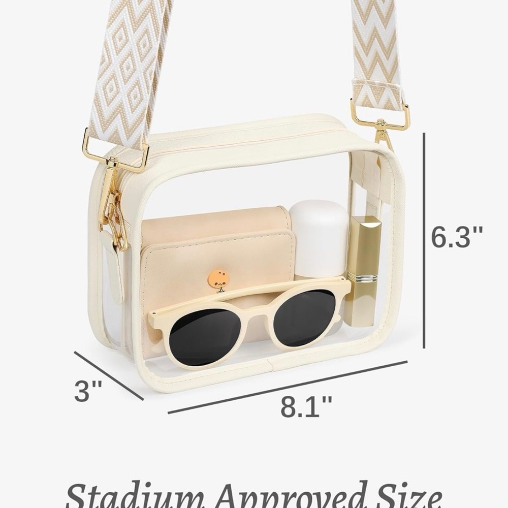 Stylish Cream Transparent Crossbody Bag - Picture 2 of 3